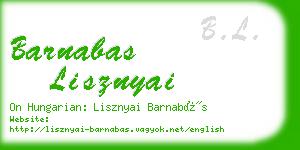 barnabas lisznyai business card